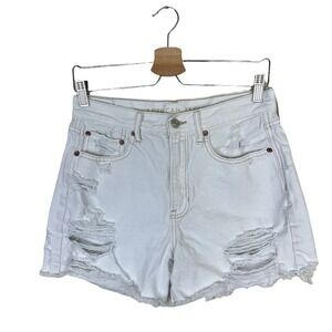 American Eagle Distressed White 90s Boyfriend Shorts Size 8